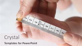  Presentation with measuring - Beautiful slide deck featuring adult-measuring-foot-of-baby backdrop and a lemonade colored foreground