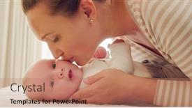  Presentation with loving mom - PPT layouts with adult-mother-kissing-her-newborn background and a coral colored foreground