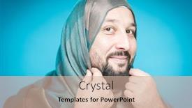  Presentation with muslim - Cool new slide deck with adult-muslim-man-with-scarf backdrop and a soft green colored foreground