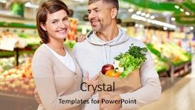  Presentation with products supermarket - Beautiful slide deck featuring adult nutrition - image of happy couple backdrop and a coral colored foreground