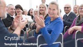  Presentation with motivational - Presentation theme enhanced with adult-people-listen background and a ocean colored foreground