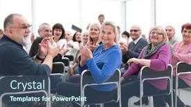  Presentation with motivational - Amazing presentation having adult-people-listen backdrop and a ocean colored foreground