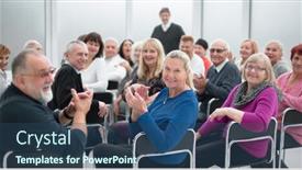  Presentation with motivational - Presentation with adult-people-listen background and a ocean colored foreground