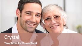  Presentation with aging - PPT layouts having adult son and his aging background and a coral colored foreground