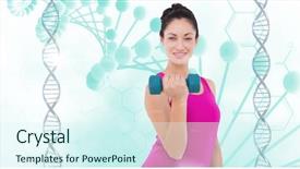  Presentation with dna structure - Cool new slide set with adult stem cell - digital composite of healthy woman backdrop and a cool aqua colored foreground