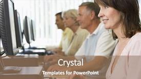  Presentation with lab - Audience pleasing presentation theme consisting of adult students in a computer backdrop and a  colored foreground