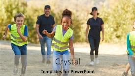  Presentation with team leader - PPT layouts enhanced with adult-team-leader-with-children background and a mint green colored foreground