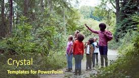  Presentation with team group - Presentation design consisting of adult-team-leaders-with-group background and a tawny brown colored foreground