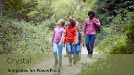  Presentation with team group - Colorful presentation design enhanced with adult-team-leaders-with-group backdrop and a seafoam green colored foreground