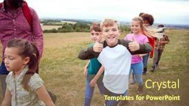  Presentation with leaders - Beautiful presentation design featuring adult-team-leaders-with-group backdrop and a violet colored foreground