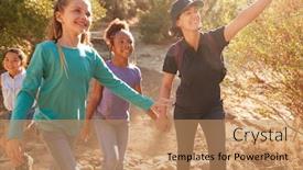  Presentation with leaders - Theme having adult-team-leaders-with-group background and a coral colored foreground