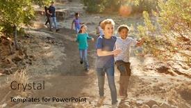  Presentation with leaders - Amazing slide deck having adult-team-leaders-with-group backdrop and a coral colored foreground