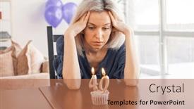  Presentation with festive - PPT theme featuring adult-unhappy-beautiful-woman-forty background and a coral colored foreground