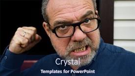  Presentation with special education young adult man - Audience pleasing presentation theme consisting of adult-unshaven-angry-man-threatens backdrop and a navy blue colored foreground