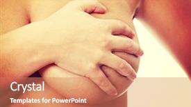  Presentation with breast cancer - Theme enhanced with adult woman examining her breast background and a  colored foreground