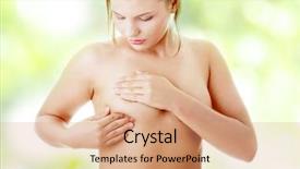  Presentation with breast cancer - Colorful theme enhanced with adult woman examining her breast backdrop and a coral colored foreground