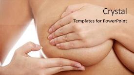  Presentation with breast cancer glow - Audience pleasing PPT layouts consisting of adult woman examining her breast backdrop and a  colored foreground