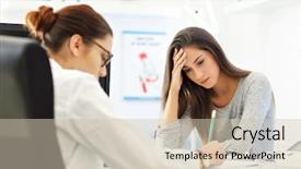  Presentation with doctor office - Slides enhanced with adult woman having a visit background and a soft green colored foreground