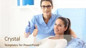  Presentation with health woman running female runner - Cool new slides with adult woman having a visit backdrop and a  colored foreground