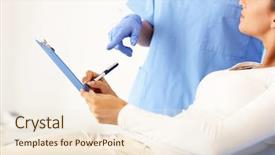  Presentation with health woman running female runner - Cool new PPT theme with adult woman having a visit backdrop and a  colored foreground