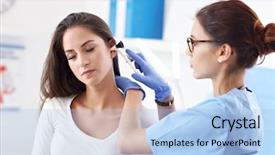  Presentation with health woman running female runner - Slides having adult woman having a visit background and a light blue colored foreground