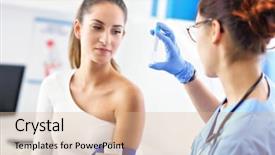  Presentation with doctor office - PPT layouts enhanced with adult woman having blood collection background and a  colored foreground