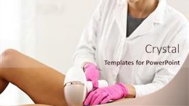  Presentation with hair salon - Cool new presentation theme with adult woman having laser hair removal in professional beauty salon backdrop and a sky blue colored foreground