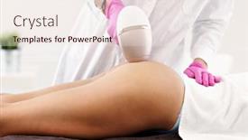  Presentation with hair salon - PPT theme enhanced with adult woman having laser hair removal in professional beauty salon background and a sky blue colored foreground