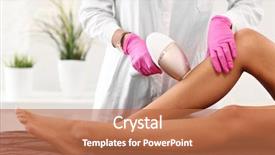  Presentation with laser epilation and cosmetology hair - Beautiful PPT theme featuring adult woman having laser hair backdrop and a coral colored foreground
