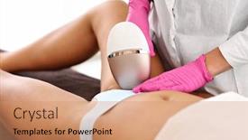  Presentation with hair salon - Theme featuring woman having laser hair removal background and a coral colored foreground