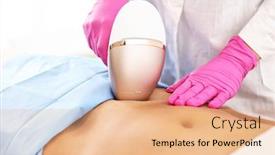  Presentation with hair salon - Slides enhanced with adult woman having laser hair background and a coral colored foreground