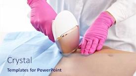  Presentation with laser - Amazing theme having adult woman having laser hair removal in professional beauty salon backdrop and a sky blue colored foreground