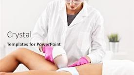  Presentation with hair salon - PPT layouts consisting of adult woman having laser hair background and a sky blue colored foreground