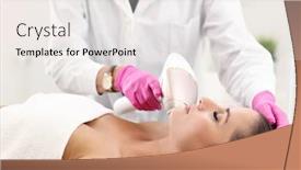  Presentation with hair salon - Audience pleasing theme consisting of adult woman having laser hair removal in professional beauty salon backdrop and a white colored foreground