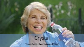  Presentation with holding bucket while water droplet - Slide deck consisting of adult woman holding a water background and a light blue colored foreground