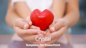  Presentation with heart rhythm - Theme featuring adult woman holding red heart background and a coral colored foreground