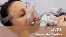  Presentation with hospital mask - Amazing theme having adult woman in an oxygen backdrop and a coral colored foreground