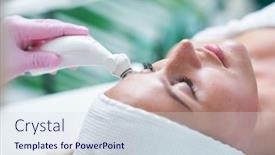  Presentation with hydrogen - Slides consisting of adult-woman-in-beauty-salon background and a sky blue colored foreground