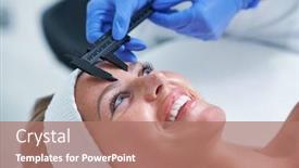  Presentation with beauty salon - Presentation theme consisting of adult-woman-in-beauty-salon background and a coral colored foreground