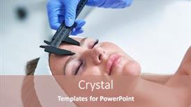  Presentation with beauty salon - Beautiful presentation theme featuring adult-woman-in-beauty-salon backdrop and a coral colored foreground