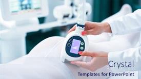  Presentation with beauty salon - Cool new presentation theme with adult-woman-in-beauty-salon backdrop and a sky blue colored foreground