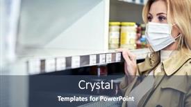  Presentation with grocery store - Cool new presentation with adult-woman-in-medical-mask backdrop and a ocean colored foreground