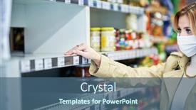  Presentation with grocery store - Slides enhanced with adult-woman-in-medical-mask background and a ocean colored foreground