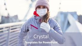  Presentation with lockdown - Presentation design having adult-woman-jogging background and a light blue colored foreground