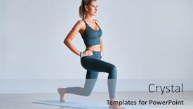  Presentation with yoga - Colorful presentation design enhanced with adult-woman-practising-yoga backdrop and a light blue colored foreground