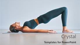  Presentation with yoga - PPT theme with adult-woman-practising-yoga background and a mint green colored foreground