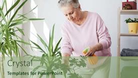  Presentation with home care - Presentation theme with adult-woman-takes-care background and a seafoam green colored foreground