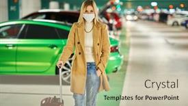  Presentation with parking lot - Audience pleasing presentation theme consisting of adult-woman-tourist-wearing-mask backdrop and a mint green colored foreground