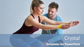  Presentation with personal training - Theme with adult-woman-training background and a teal colored foreground