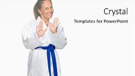  Presentation with kimono - Cool new presentation with adult woman wearing karate kimono backdrop and a white colored foreground